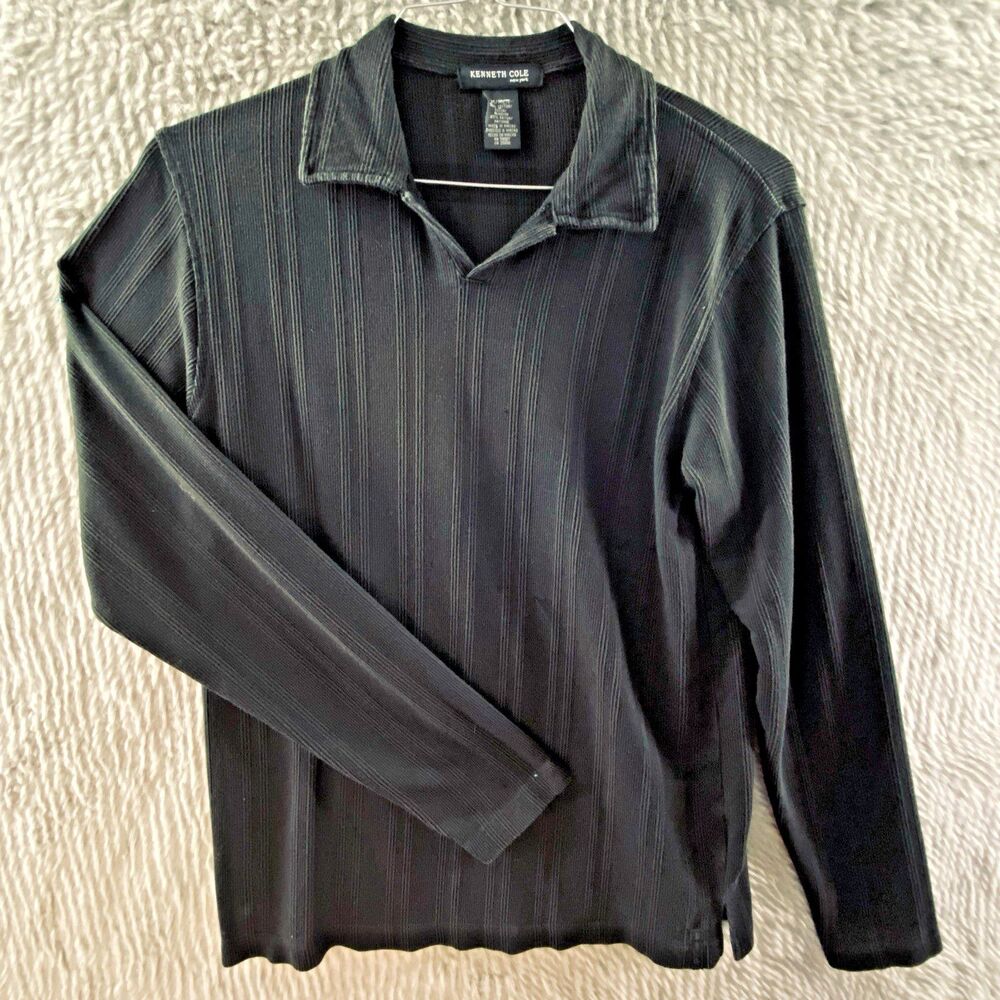 Kenneth Cole New York Men’s Short Sleeve Polo Shirt Black Medium Casual Modern